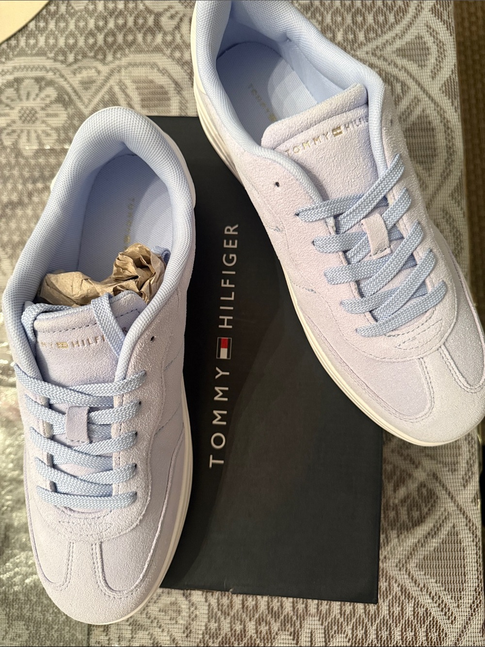 Tommy Hilfiger Light Blue Suede Low-Top Sneakers